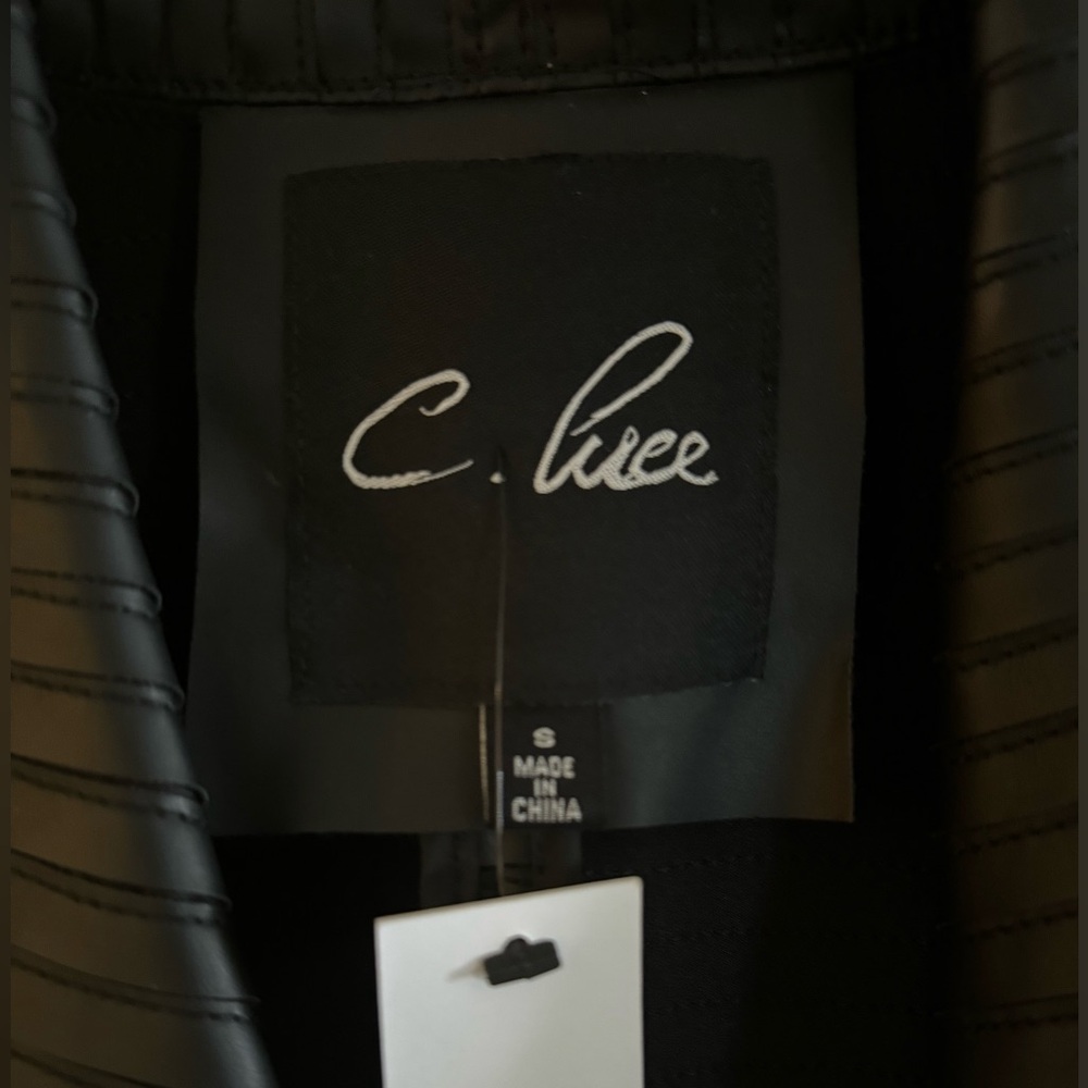 NEW Pleated Faux Leather Moto Jacket Size S - Picture 2 of 7